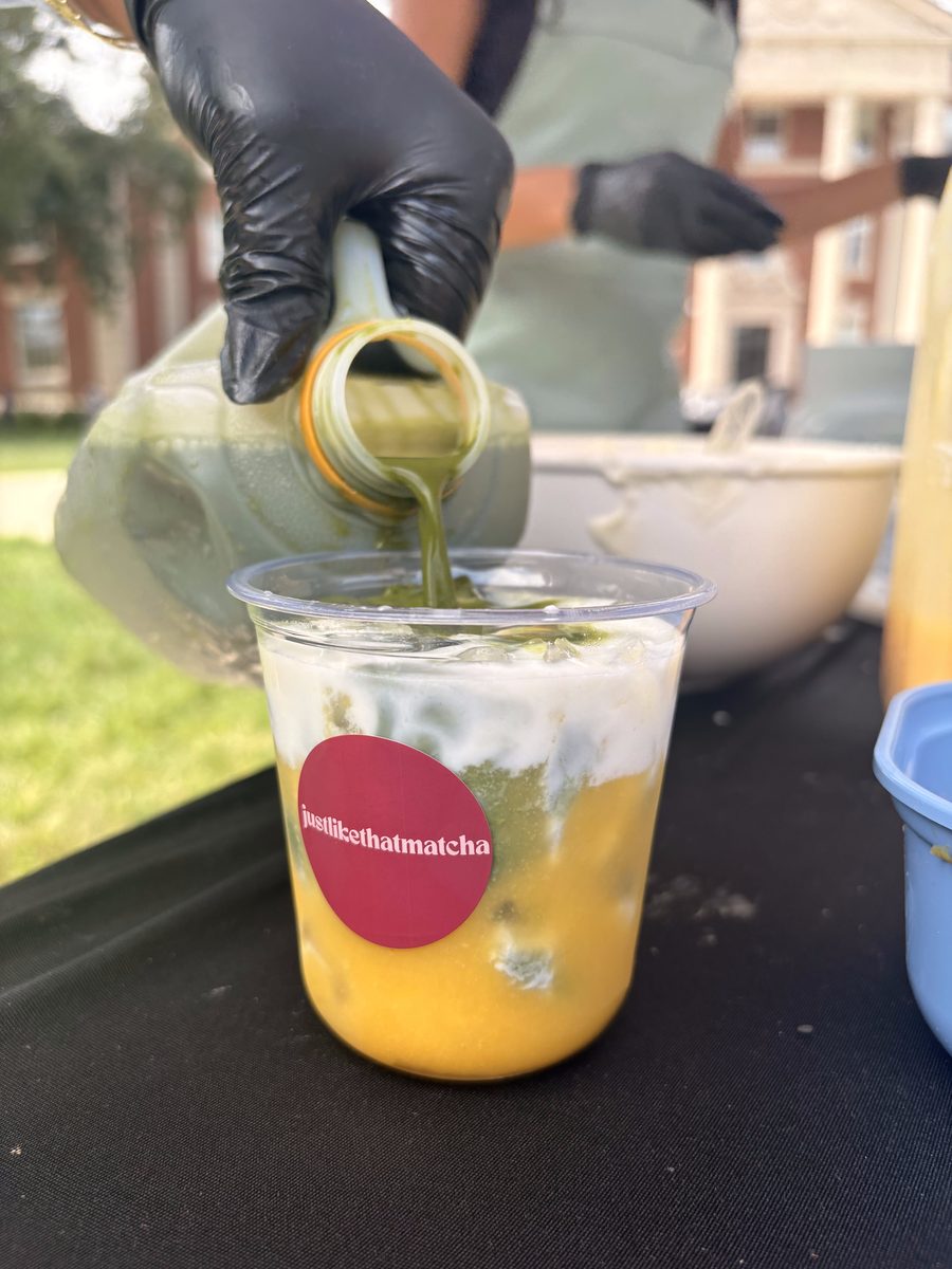 Matcha being poured at a JustLikeThatMatcha pop-up
