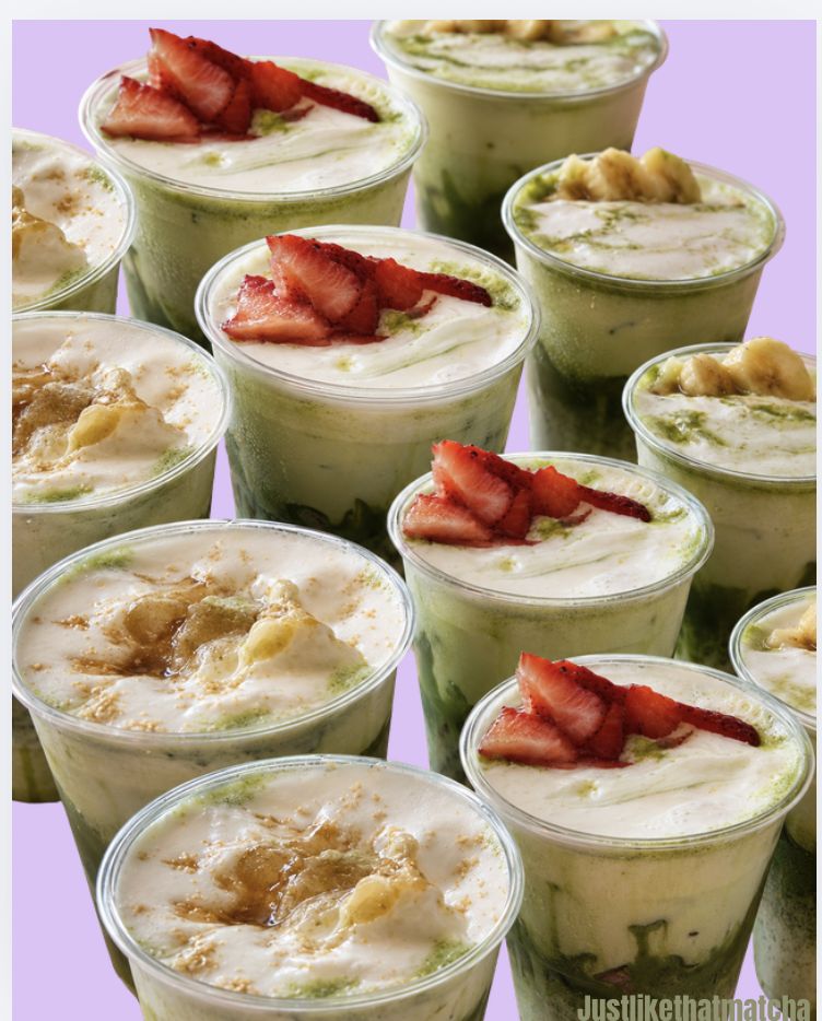 Lineup of JustLikeThatMatcha flavors