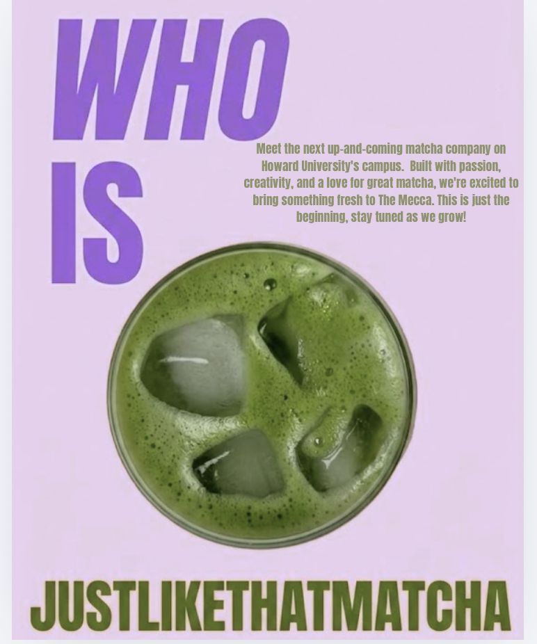 Who is JustLikeThatMatcha promotional graphic